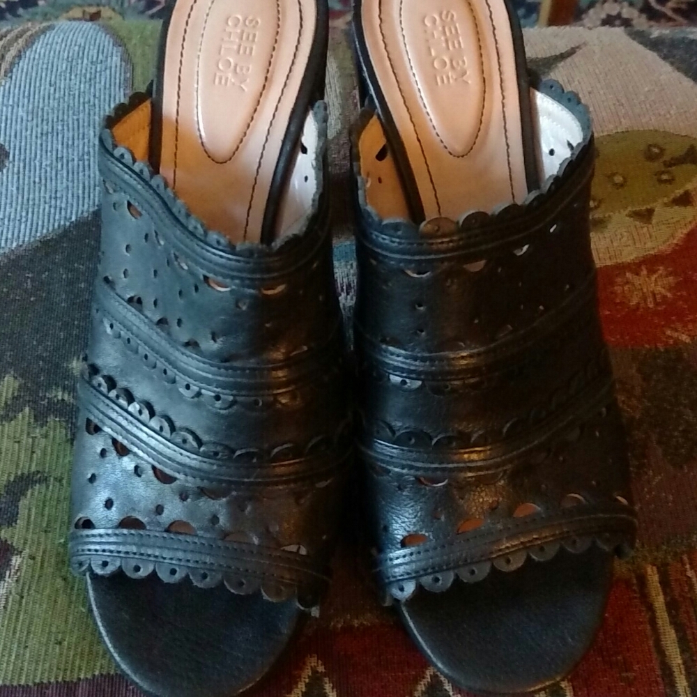 See by Chloe Black Leather Mules 8